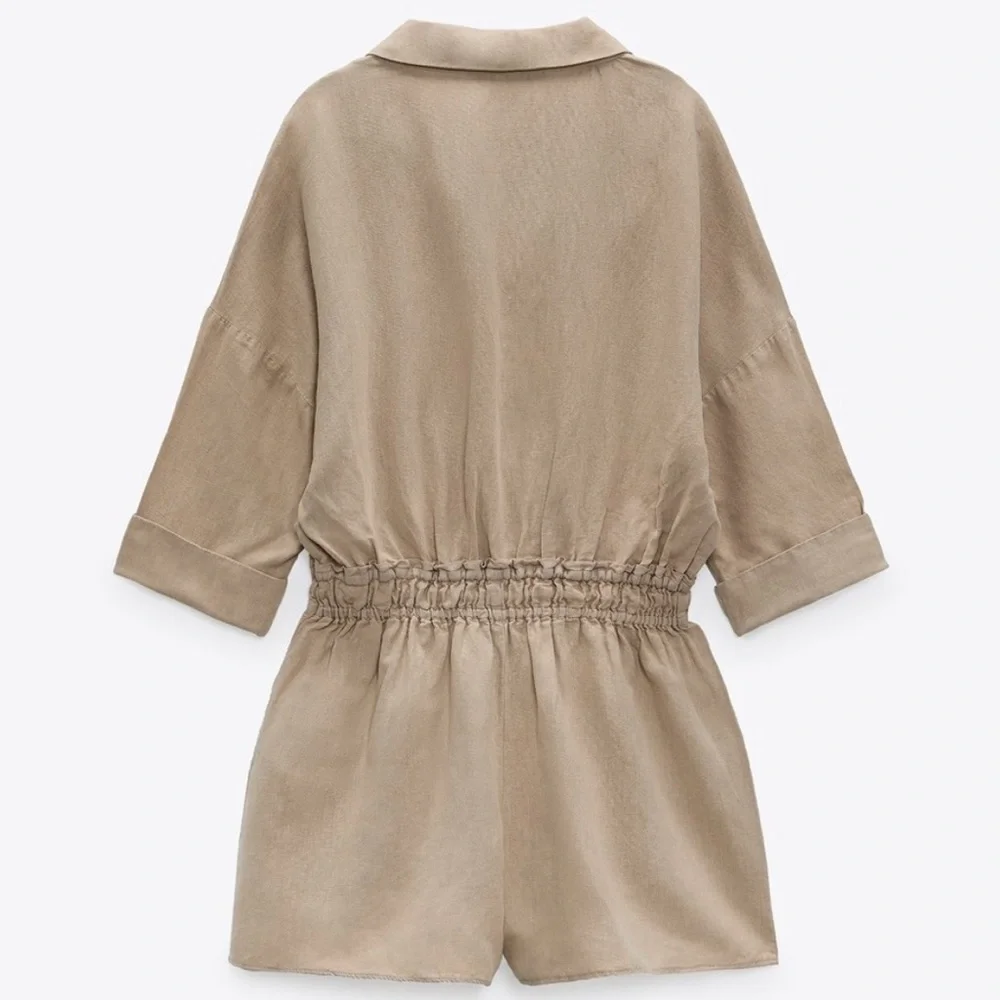 Zara Linen Blend Short Oversized Jumpsuit Romper